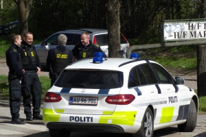 3. maj 2018: Fyns Politi har ved en aktion i haveforeningerne Biskorup og Martinsminde i Odense NØ blandt andet fundet amfetamin og ammunition. Foto: Ole Holbech