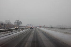 5. marts 2018: Snevejr på motorvejen. Foto: Ole Holbechj
