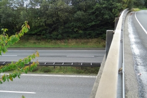 Sten kastet ned på Fynske Motorvej ved Spedsbjergvej