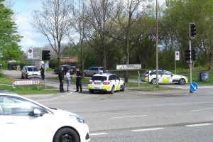 3. maj 2018: Fyns Politi har ved en aktion i haveforeningerne Biskorup og Martinsminde i Odense NØ blandt andet fundet amfetamin og ammunition. Foto: Ole Holbech