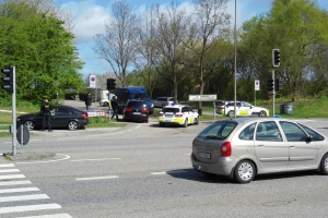 3. maj 2018: Fyns Politi har ved en aktion i haveforeningerne Biskorup og Martinsminde i Odense NØ blandt andet fundet amfetamin og ammunition. Foto: Ole Holbech