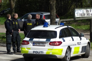 3. maj 2018: Fyns Politi har ved en aktion i haveforeningerne Biskorup og Martinsminde i Odense NØ blandt andet fundet amfetamin og ammunition. Foto: Ole Holbech