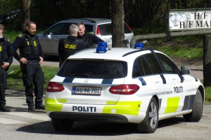 3. maj 2018: Fyns Politi har ved en aktion i haveforeningerne Biskorup og Martinsminde i Odense NØ blandt andet fundet amfetamin og ammunition. Foto: Ole Holbech