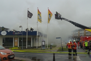 En malerforretning på Ravnholtvænget i Odense stod torsdag over middag i flammer.