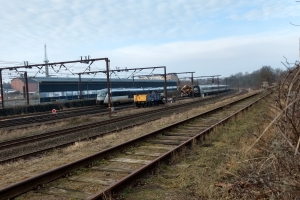 21. februar 2018: Et tog blev afsporet i Odense tirsdag aften, og det giver onsdag morgen timelange forsinkelser og aflysninger på Fyn. Foto: Ole Holbech