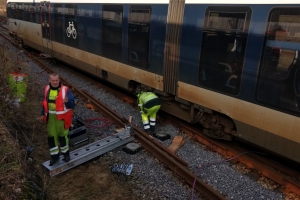 21. februar 2018: Et tog blev afsporet i Odense tirsdag aften, og det giver onsdag morgen timelange forsinkelser og aflysninger på Fyn. Foto: Ole Holbech