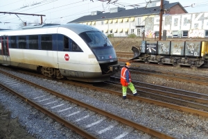 21. februar 2018: Et tog blev afsporet i Odense tirsdag aften, og det giver onsdag morgen timelange forsinkelser og aflysninger på Fyn. Foto: Ole Holbech
