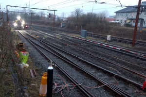 22. februar 2018: Et tog blev afsporet i Odense tirsdag aften, og det giver onsdag morgen timelange forsinkelser og aflysninger på Fyn. Foto: Ole Holbech