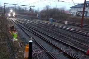 21. februar 2018: Et tog blev afsporet i Odense tirsdag aften, og det giver onsdag morgen timelange forsinkelser og aflysninger på Fyn. Foto: Ole Holbech