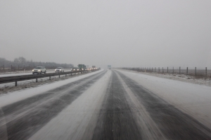 5. marts 2018: Snevejr på motorvejen. Foto: Ole Holbechj